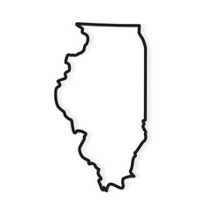 Wall Mural - black outline of Illinois map- vector illustration