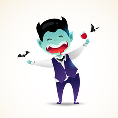 Wall Mural - A cute little Dracula. Halloween Demon Dracula kids costume character design vector on isolated background.