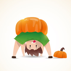 Wall Mural - A cute little pumpkin boy. Halloween kids costume character design vector on isolated background.