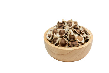 Wall Mural - Moringa Oleifera seed dried on isolated white background.
