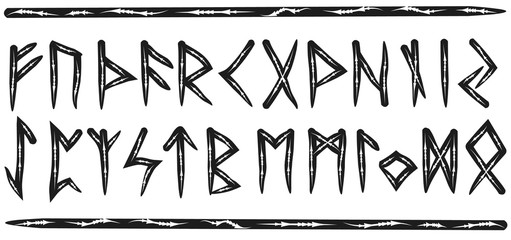 Wall Mural - Scandinavian runes black letters on white background