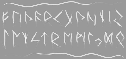 Wall Mural - Scandinavian runes white letters on black background