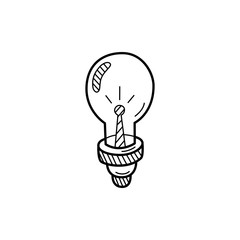 Poster - Hand drawn Light Bulb isolated on a white. Sketch. Vector illustration.