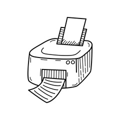 Poster - Hand drawn Printer isolated on a white. Sketch. Vector illustration.