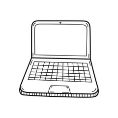 Poster - Hand drawn Laptop isolated on a white. Sketch. Vector illustration.