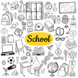 © Art Alex - Big collection of school elements. Back to School concept. Hand drawn sketch. Vintage vector engraving illustration for poster, web.
