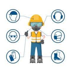 Person design with your personal protection equipment and industrial safety icons