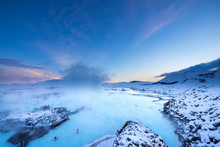 Beautiful Landscape And Sunset Blue Lagoon Hot Spring Spa In Iceland 