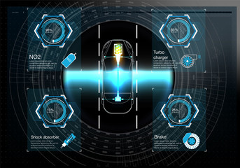 Poster - Futuristic user interface. HUD UI. Abstract virtual graphic touch user interface. Cars infographic. Vector science abstract.  Vector illustration.