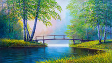 Oil Painting Landscape ,  Beautiful River.