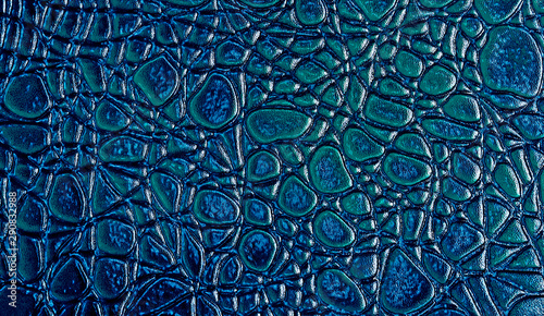 Dark blue crocodile skin, abstract background, leather pattern. Tableau sur Toile