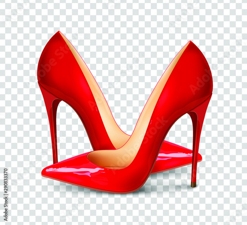Photographie A pair of beautiful female shoes on a transparent background, sexy shoes, classic