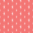 Mid Century star seamless pattern in coral pink and white. Retro styled mod look  that works well for Christmas,  winter decor, textiles, fashion and paper items. Vector.