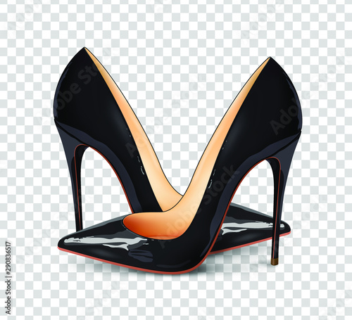 Fotografía A pair of beautiful female shoes on a transparent background, sexy shoes, classic