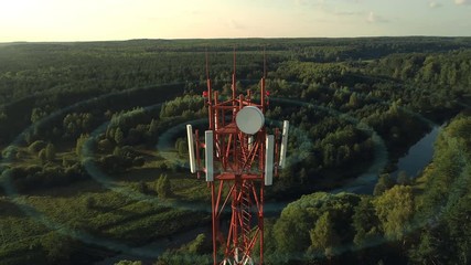 Wall Mural - Computer animation of a 5g cellular networks waves