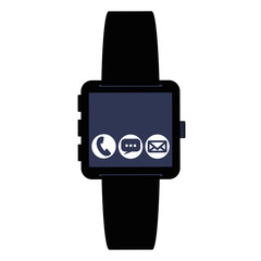 Sticker - smartwatch technology with apps set vector illustration