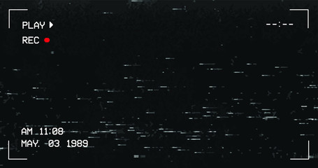glitch camera effect. retro vhs background. old video template. no signal. tape rewind. vector illus