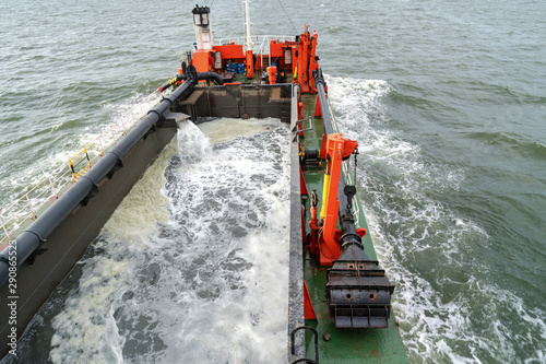A Trailing Suction Hopper Dredger (TSHD) is mainly used for dredging loose and soft soils such as sand, gravel, silt or clay. One or two suction tubes, equipped with a drag head, are lowered on sea