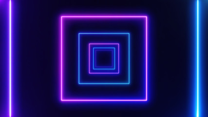 Leinwandbilder - Abstract Neon bright lens flare colored on black background. Laser show colorful design for banners advertising technologies