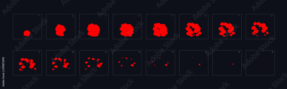 fire explosion effect. fire sprite sheet for games, cartoon, motion or ...