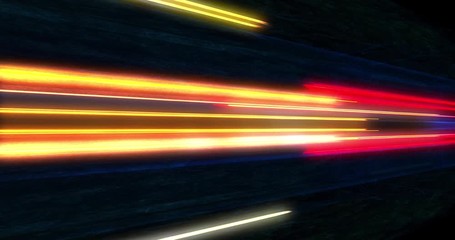 Poster - super fast car night traffic lights. city life, urban scene, car light trails, transport and traffic