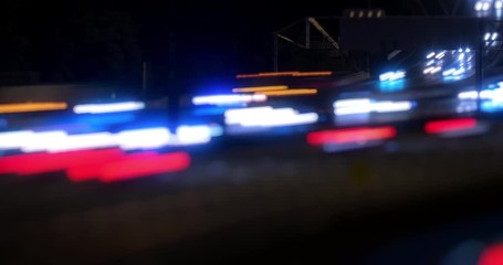 Poster - timelapse of highway traffic by night with speeding cars - busy traffic on highway road with blurred