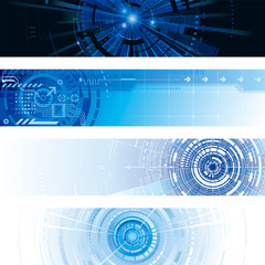 Aufkleber - Set of abstract technology digital web banner background.