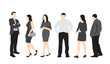 © Galina - Silhouettes of men and women standing, cartoon character, group business people, vector illustration, flat designe icon, isolated on white background