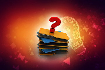 Poster - 3d rendering file folder with question symbol