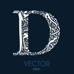 Poster - Creative English calligraphy , Shaped by Arabic Calligraphy Letters , Vector illustration design ,( Letter)