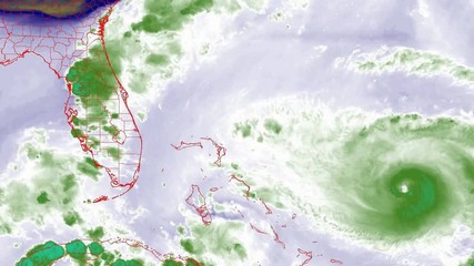 Wall Mural - 2019 hurricane dorian time lapse satellite imagery. southeast usa pass band 8 this work was created 