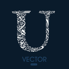 Poster - Creative English calligraphy , Shaped by Arabic Calligraphy Letters , Vector illustration design ,( Letter)