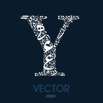Creative English calligraphy , Shaped by Arabic Calligraphy Letters , Vector illustration design ,( Letter)