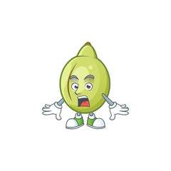 Wall Mural - Surprised gubinge fruit mascot on white background