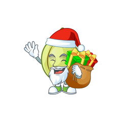 Sticker - Santa with gift fresh gubinge cartoon character mascot style.