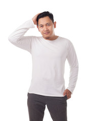 Wall Mural - Attractive Asian Male Model Posing with White Shirt