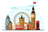 Fototapeta Fototapeta Londyn - London cityscape flat vector color illustration