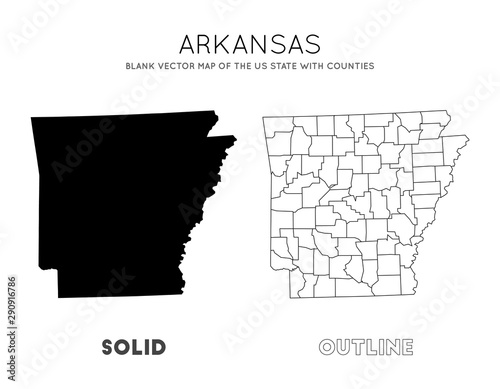 Arkansas Map Blank Vector Map Of The Us State With Counties