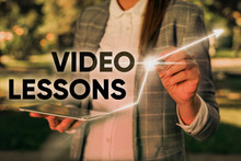 Word Writing Text Video Lessons. Business Photo Showcasing Online Education Material For A Topic Viewing And Learning