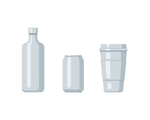 Wall Mural - Plastic bottle set design flat oil and beverage. Set containers of different capacities large small tare.