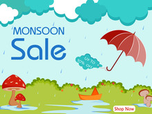Easy To Edit Vector Illustration Of Great Monsoon Sale And Promotion Advertisement Banner Background Template