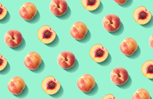 Colorful Fruit Pattern Of Fresh Peaches