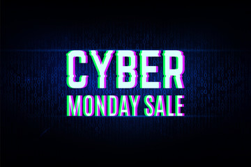 Sticker - Cyber monday clearance sale concept with a binary background.