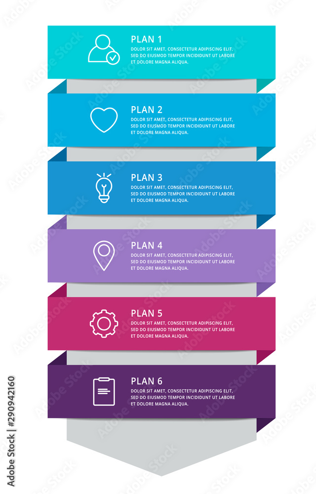 Vector modern infographic template arrow for six diagrams, graph ...