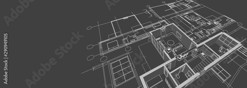 Fotografía house architectural project sketch 3d illustration