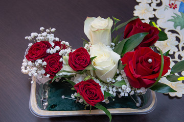 Wall Mural - Detail of bride's roses bouquet 