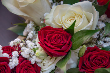 Wall Mural - Detail of bride's roses bouquet 