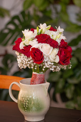 Wall Mural - Detail of bride's roses bouquet 