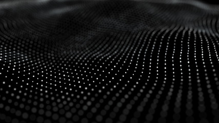 Aufkleber - Futuristic background of points and lines with a dynamic wave. Big data. Abstract background 3d rendering. 4k.