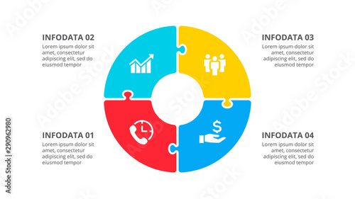 Cuadros en Lienzo Circle puzzle infographic with 4 options
